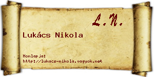 Lukács Nikola névjegykártya
