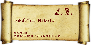 Lukács Nikola névjegykártya